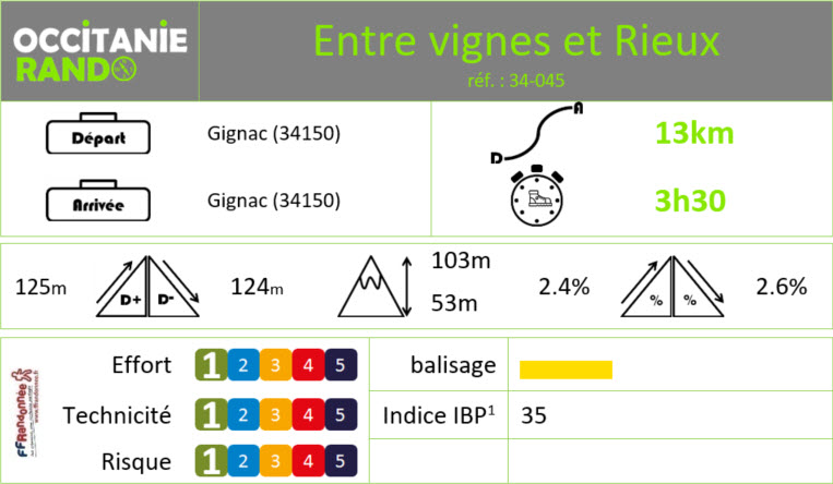 Occitanie-rando - Randonnée pédestre - Hérault - Gignac - Entre vignes et rieux