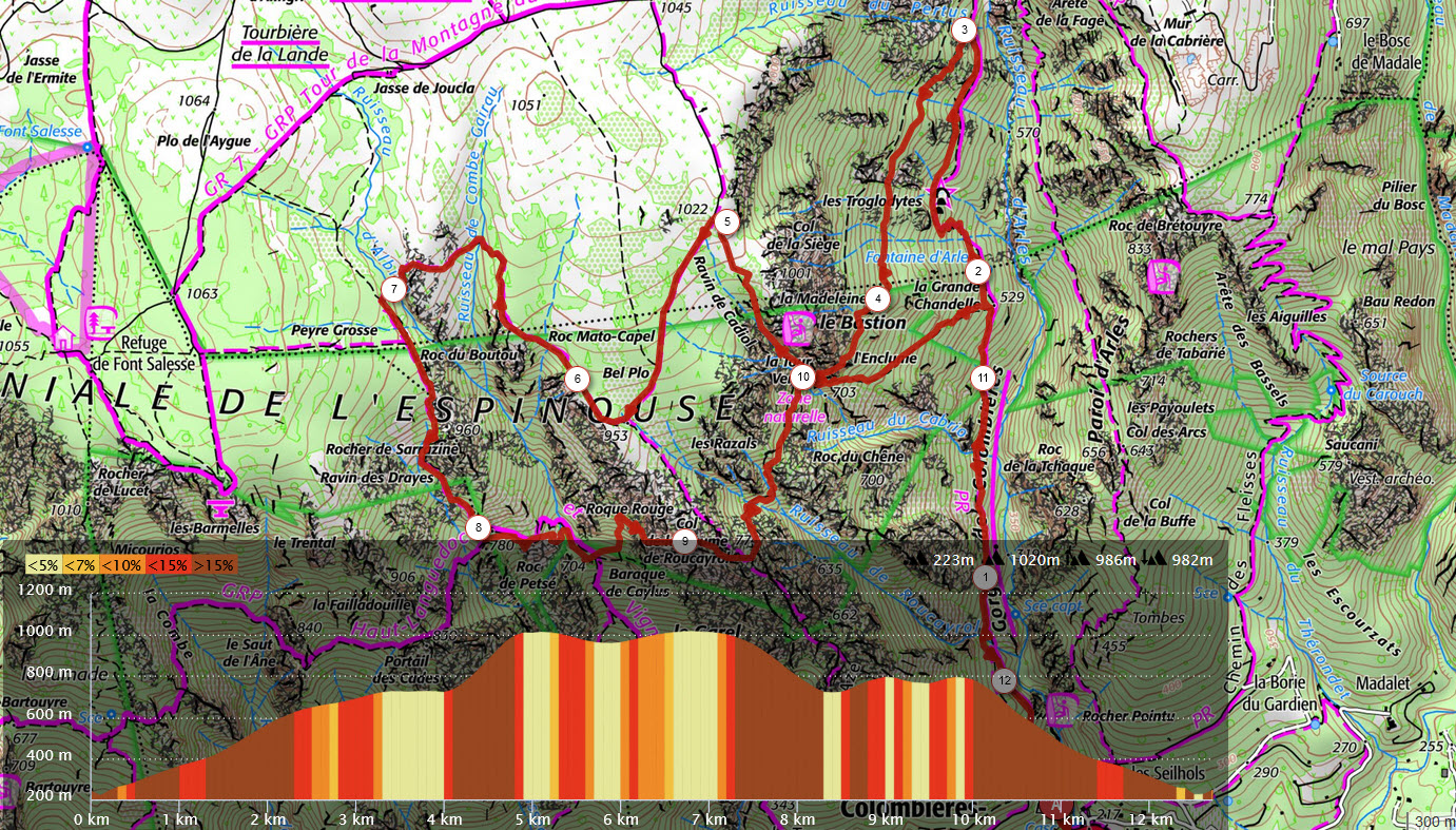 Occitanie-rando - Trekking - Hérault - Caroux - Colombières-sur-Orb - Les gorges de Colombières - Madeleine - Esquino d'Aze - Cadiol